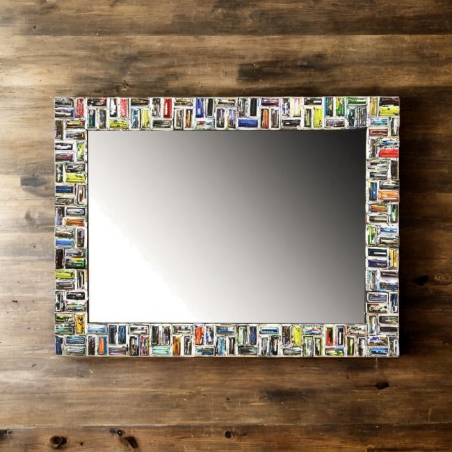 Spiegel rechteckig, “Paper Art” mit Rahmen aus Papierstücken
