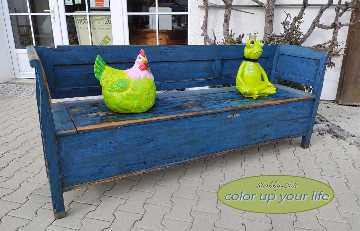 Truhenbank petrolblau