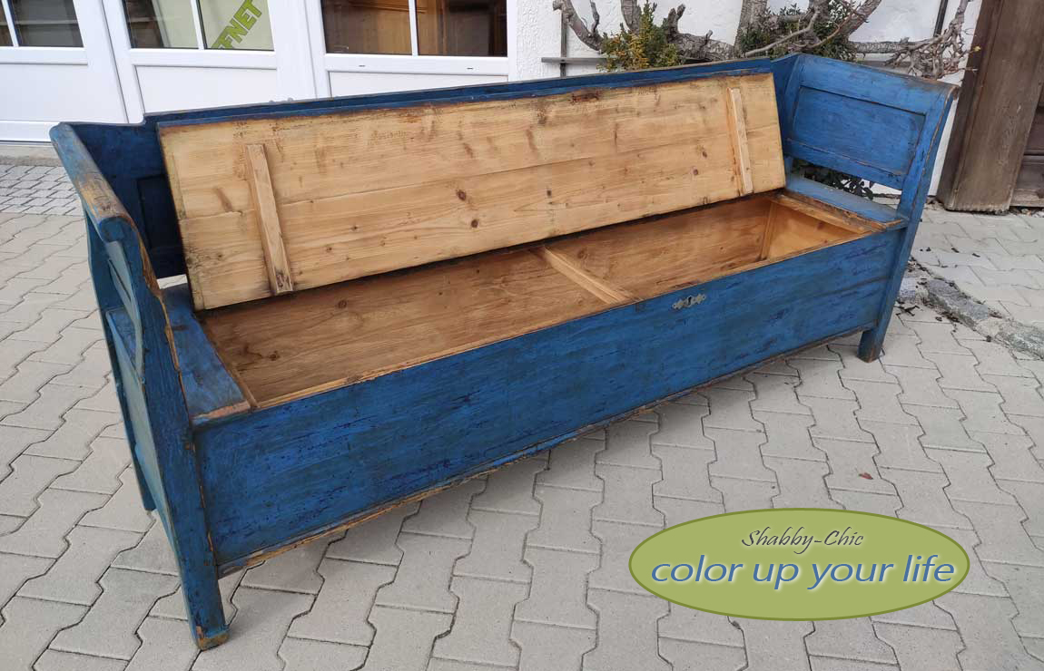 Truhenbank petrolblau