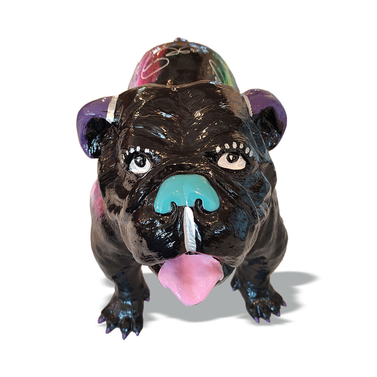 Bulldoggen Figur aus Kunstharz - Handgefertigte Deko Figur von