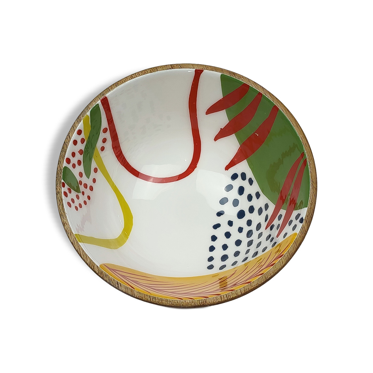 Holzschale mit Multicolor Holz, Mango Ethno-Style Handbemalt, Design