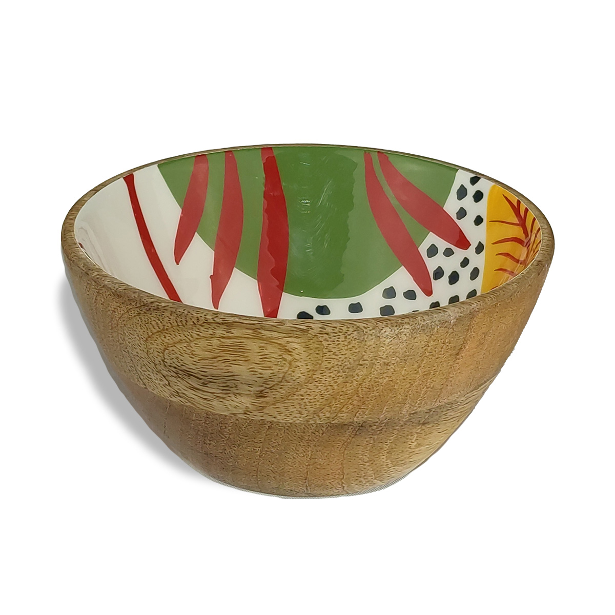 Holzschale Mango Ethno-Style mit Handbemalt, Design, Multicolor Holz,