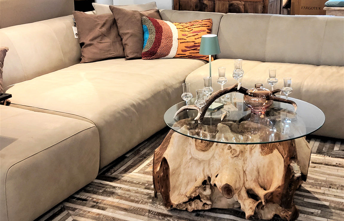 Sofa mit Wurzeltisch
