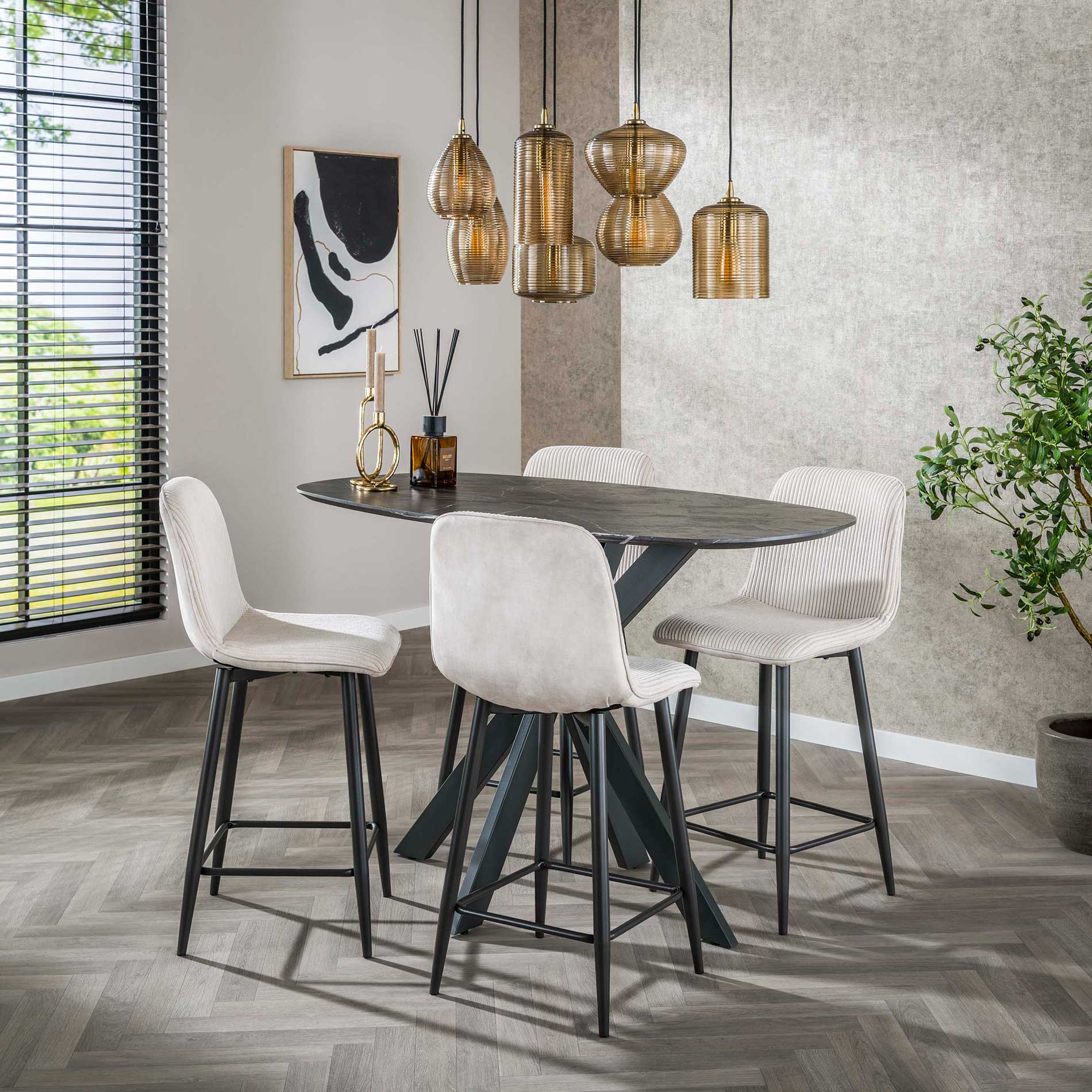 Barstuhl Rib 2-er Pack / Rock Elfenbein 2