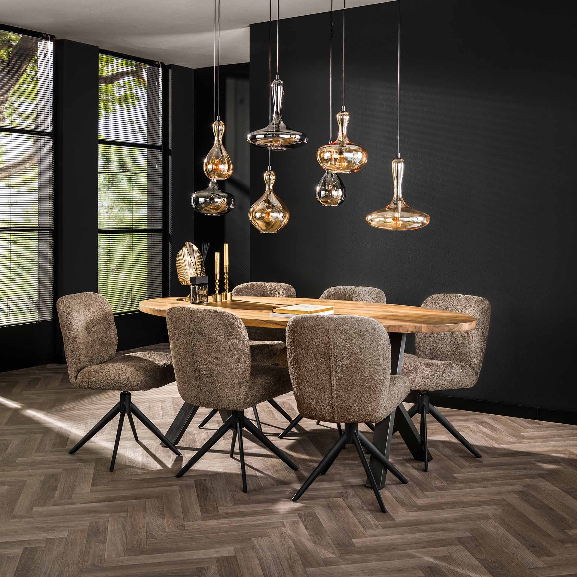 4931_50b_2 Stuhl Comfort drehbar 2-er Pack / Bouclé taupe