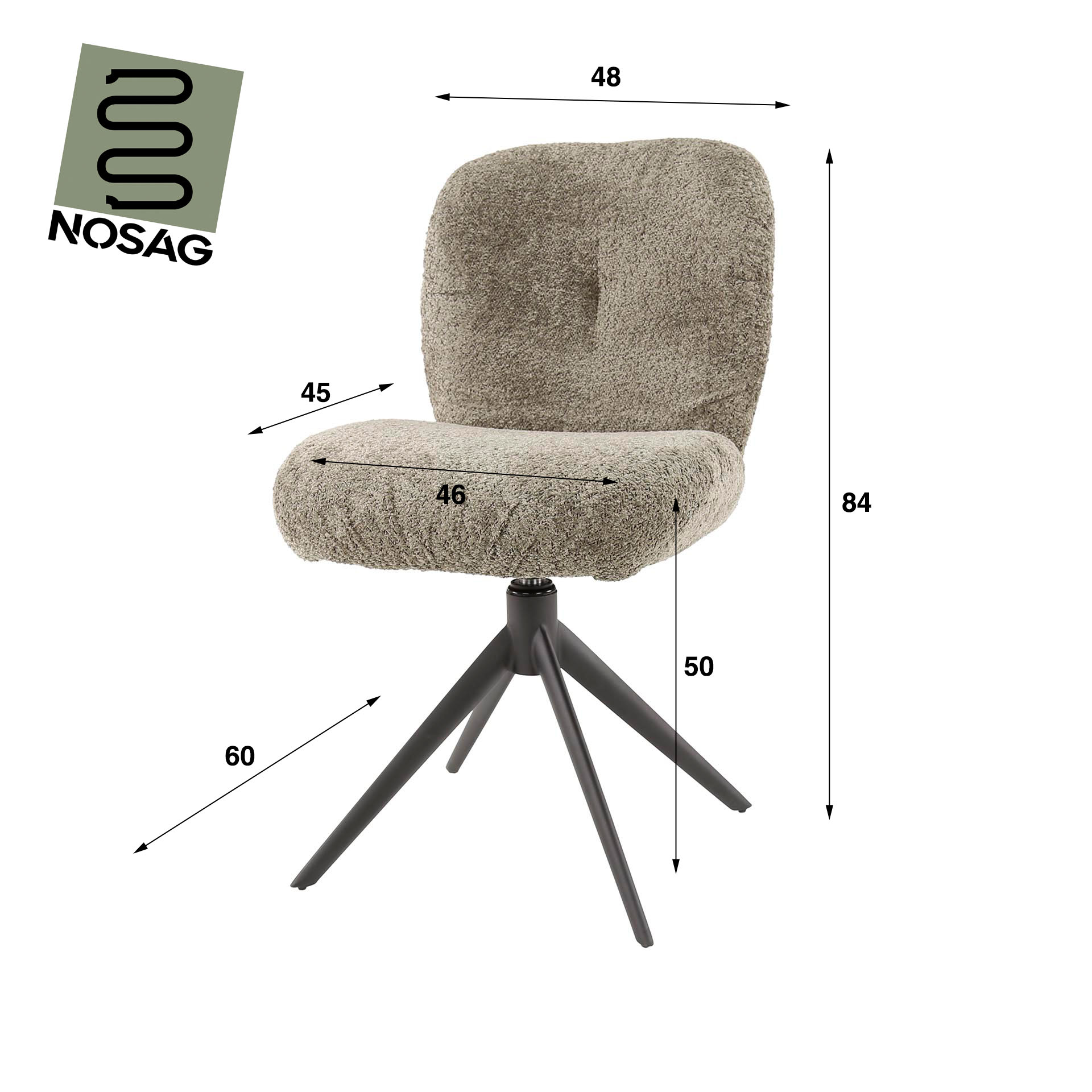 Stuhl Comfort drehbar 2-er Pack / Bouclé taupe 3