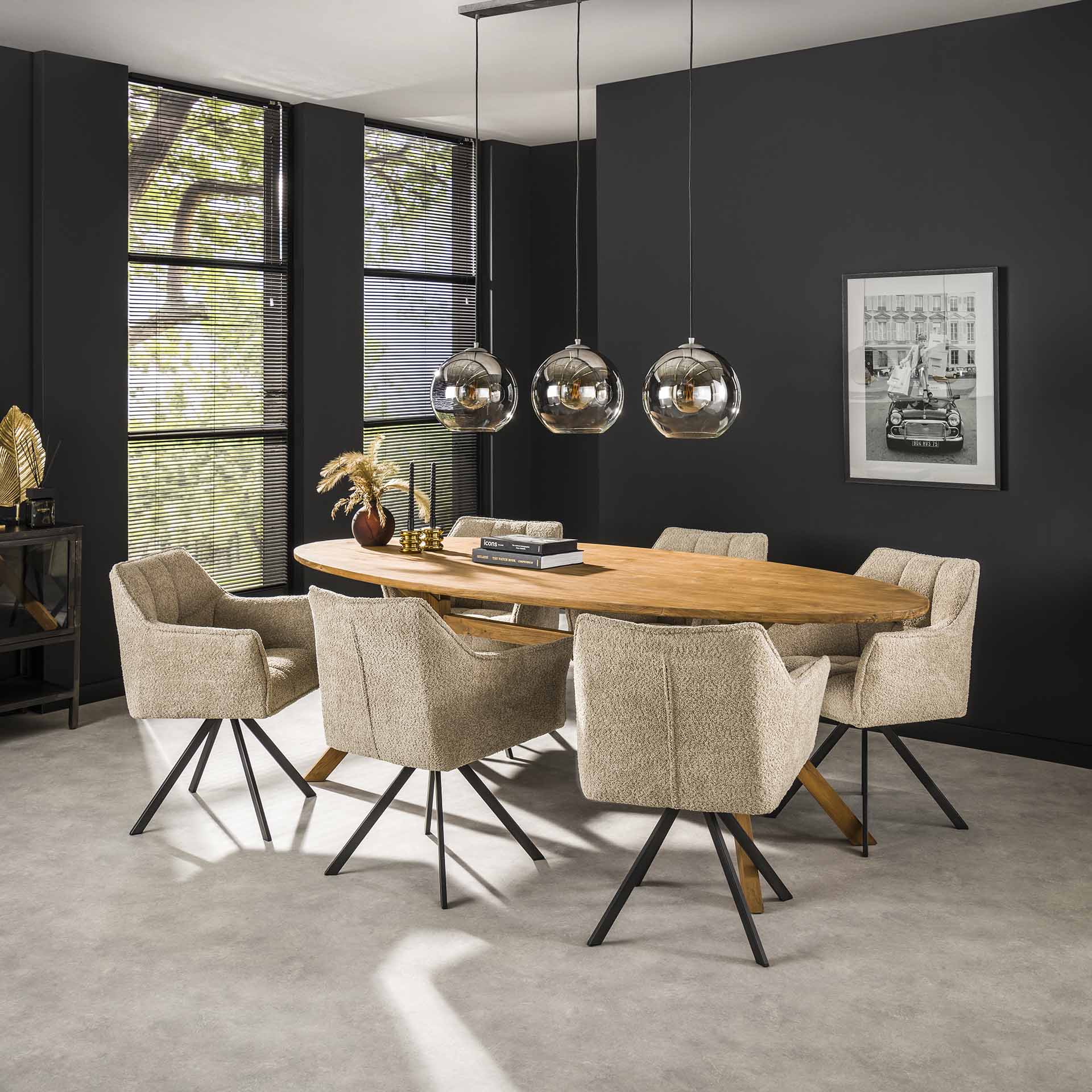 Armstuhl Raster drehbar 2-er Pack / Bouclé sand 1