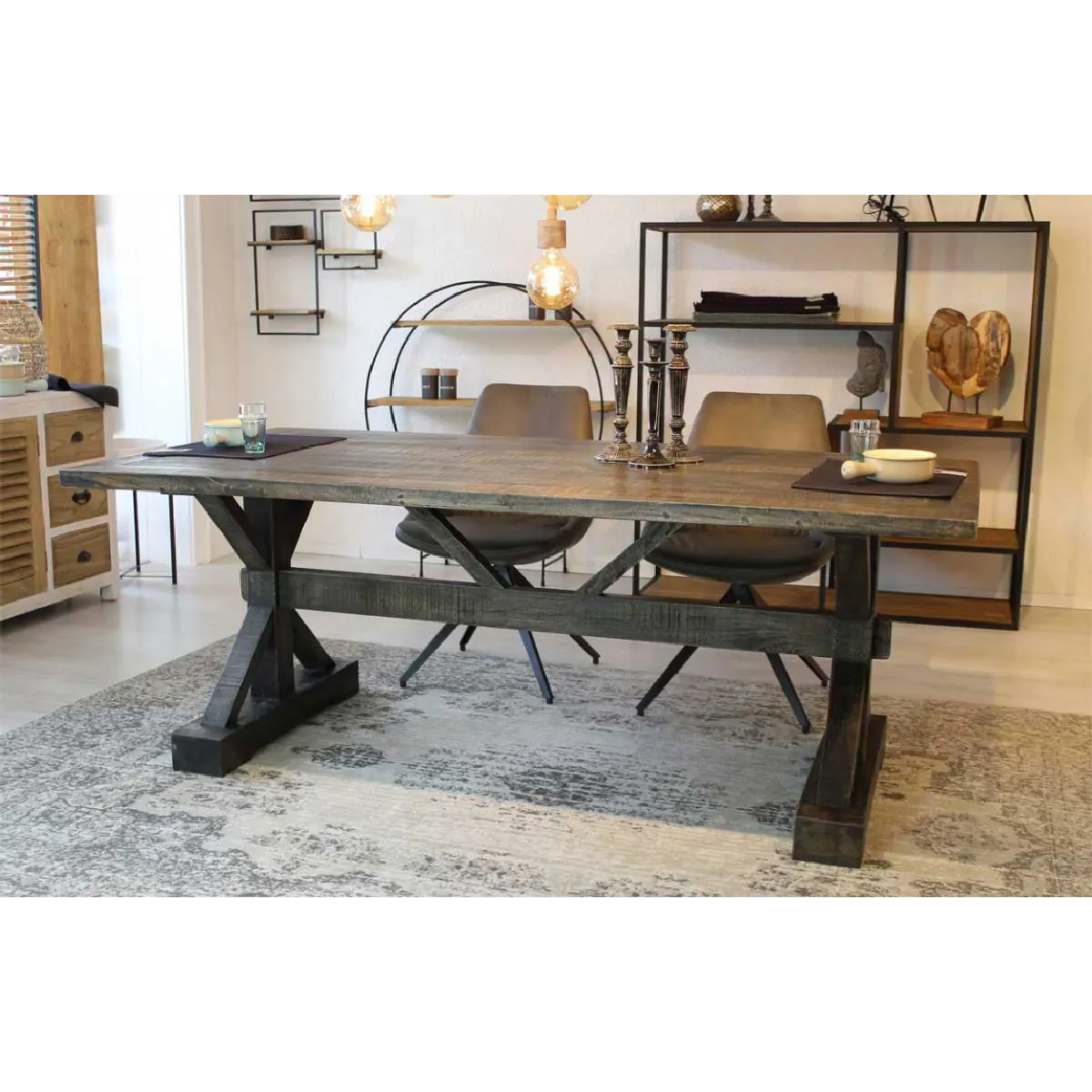Winzer Esstisch Schwarz - Massiver Tisch 200 x 100 cm – Bild 3